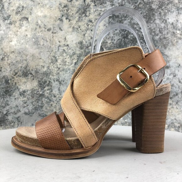 Coque Terra Women's Size 36 Sanne Brown Tan Leather Open Toe High Heel Sandals - Picture 5 of 14